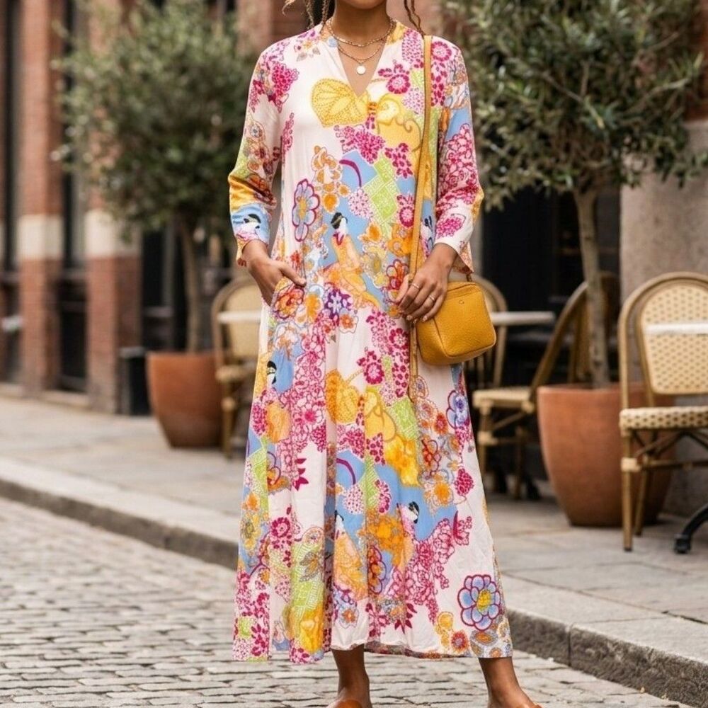 Natori Floral Geisha Asian Inspired Dress